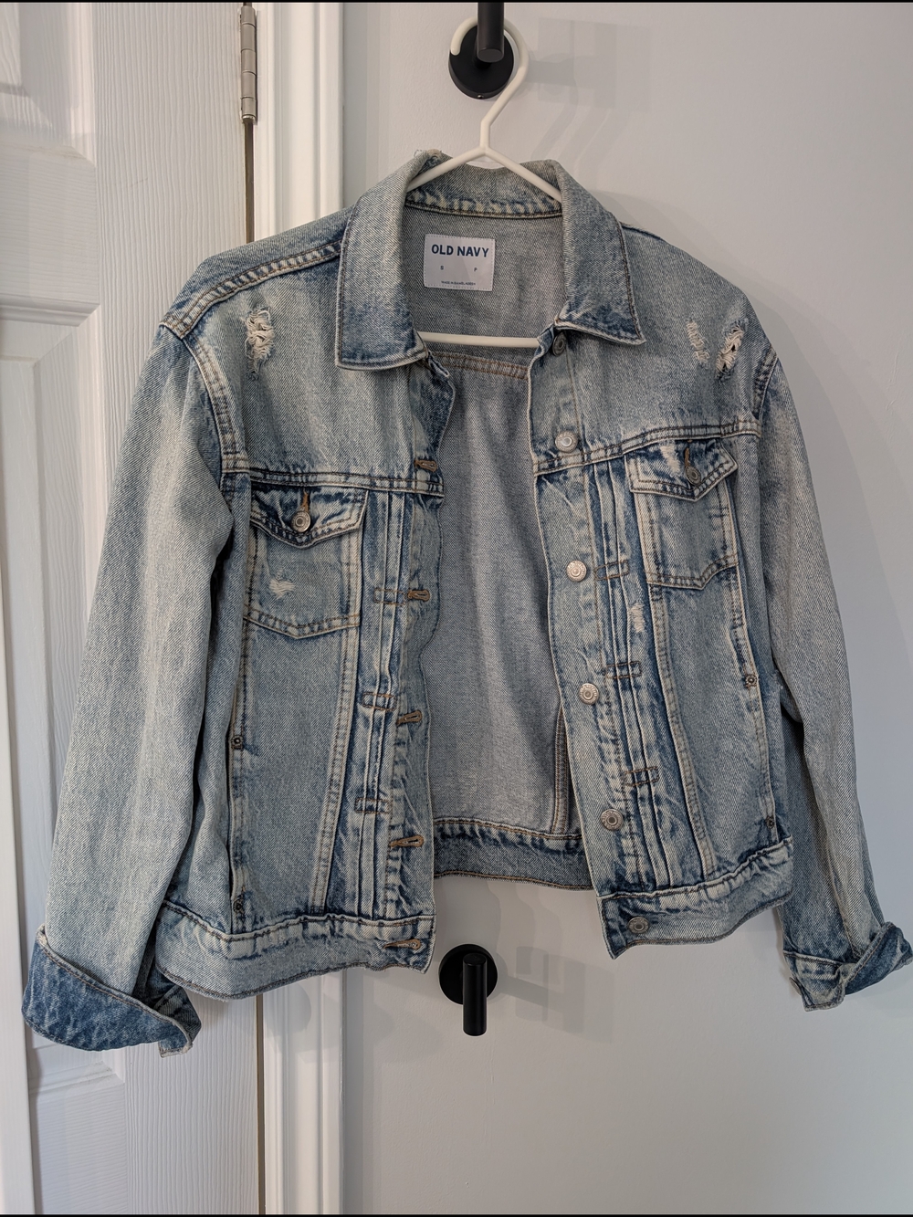 Old Navy Light Blue Distressed Denim Trucker Jacket
